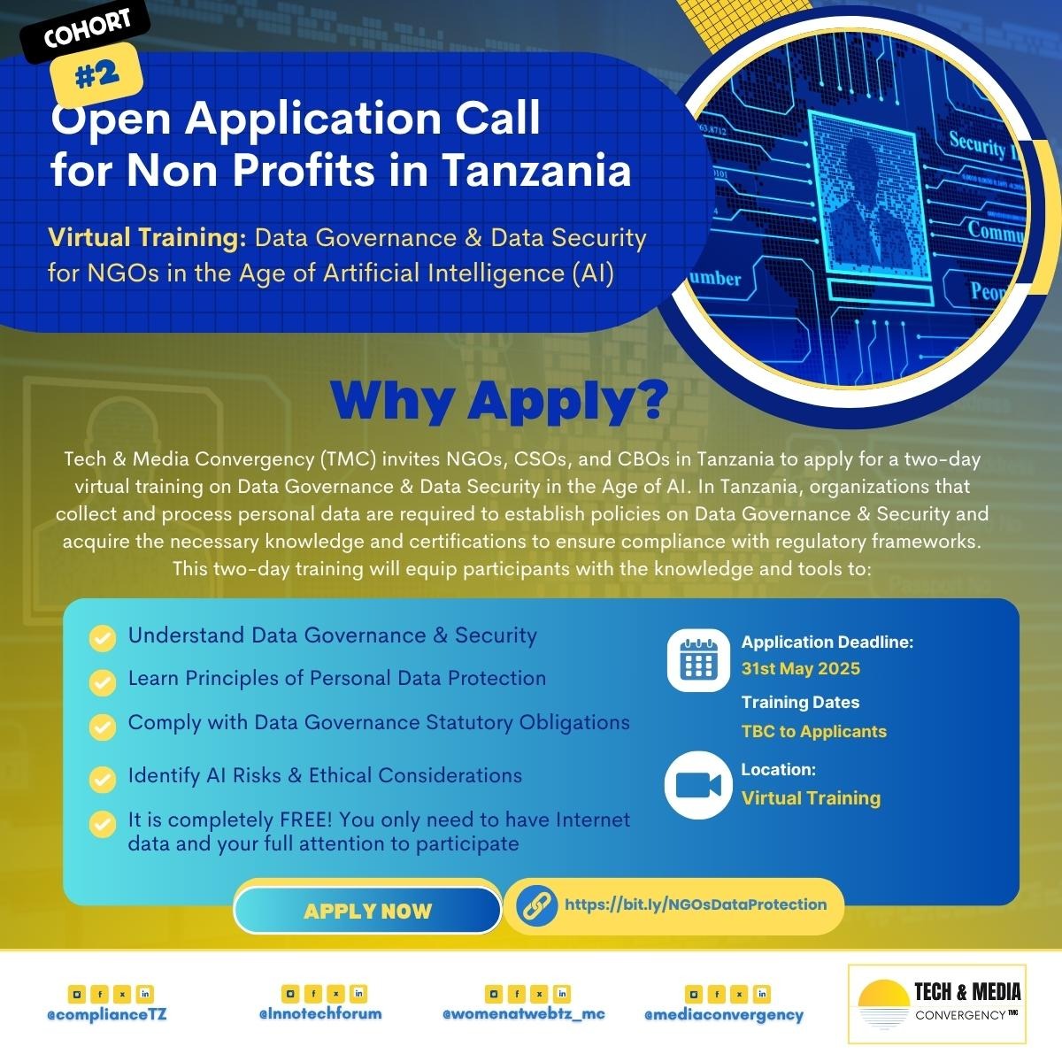 𝗢𝗽𝗲𝗻 𝗖𝗮𝗹𝗹: Cohort II 𝗩𝗶𝗿𝘁𝘂𝗮𝗹 𝗧𝗿𝗮𝗶𝗻𝗶𝗻𝗴 𝗼𝗻 𝗗𝗮𝘁𝗮 𝗚𝗼𝘃𝗲𝗿𝗻𝗮𝗻𝗰𝗲 & 𝗗𝗮𝘁𝗮 ...